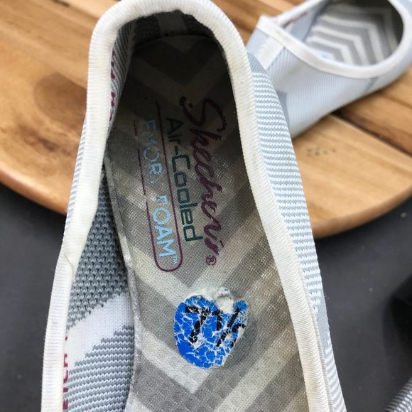 Skechers Cleo Bewitched Gray White Knit Pointed Toe Flats Slip On Womens Sz 7.5 - Picture 5 of 7